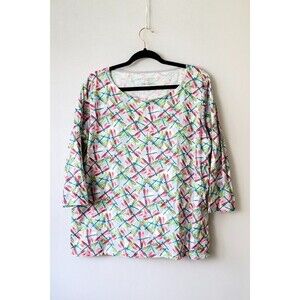 Talbots 1X Dragonfly print short sleeve T-shirt top cotton